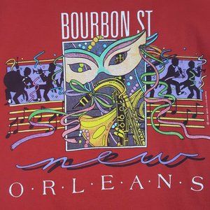 Vtg 80s Bourbon Street New Orleans T-Shirt M Mardi